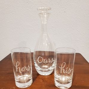 Kate spade water glass and decanter set never used